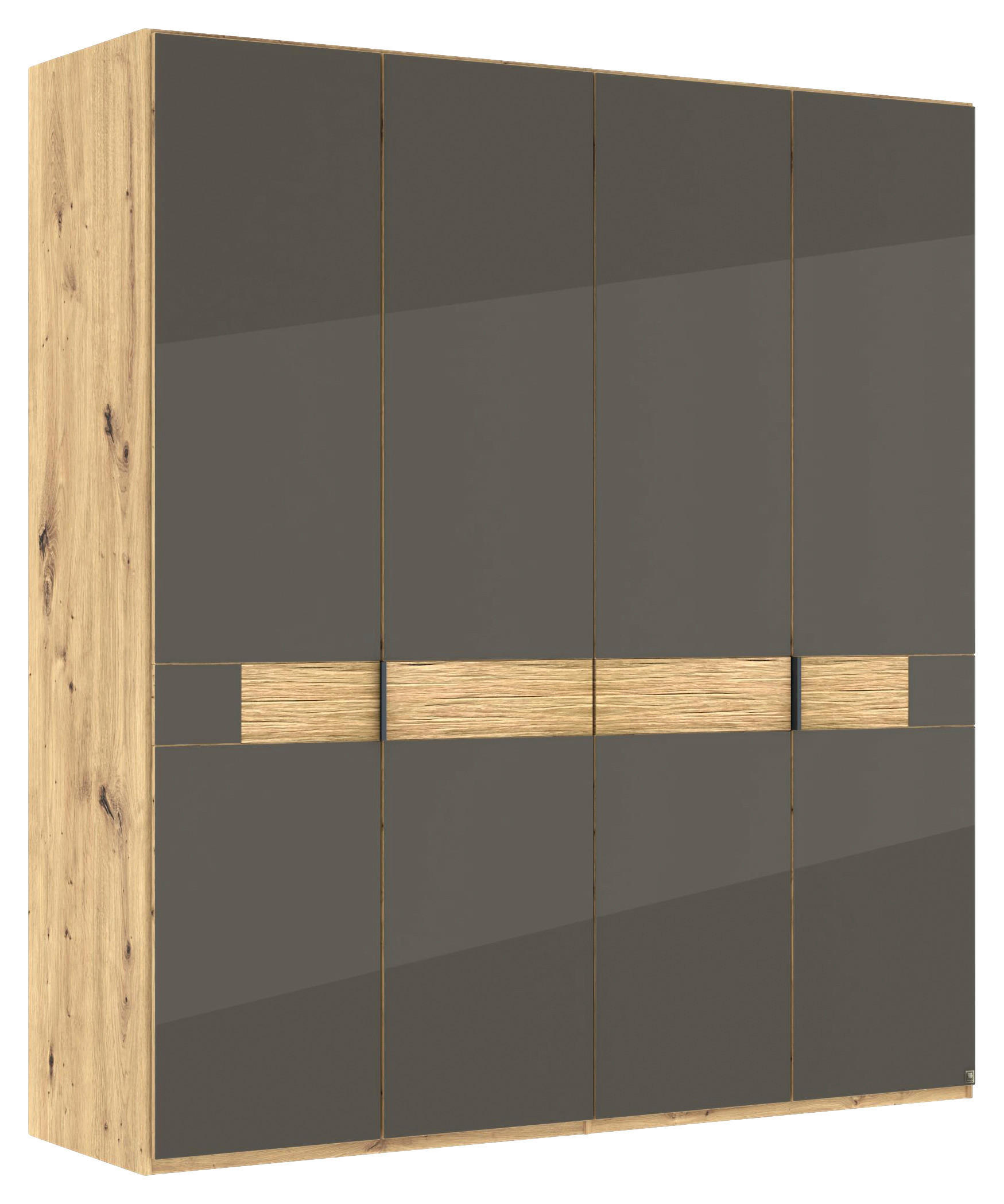 DREHTÜRENSCHRANK 200/216/58 cm,  in Braun, Eiche Bianco, 4 Tür(en)  - Schieferfarben/Eiche Bianco, Design, Glas/Holz (200/216/58cm) - Musterring