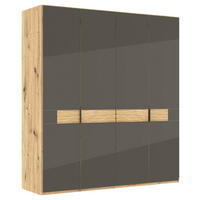 DREHTÜRENSCHRANK 200/216/58 cm,  in Braun, Eiche Bianco, 4 Tür(en)  - Schieferfarben/Eiche Bianco, Design, Glas/Holz (200/216/58cm) - Musterring