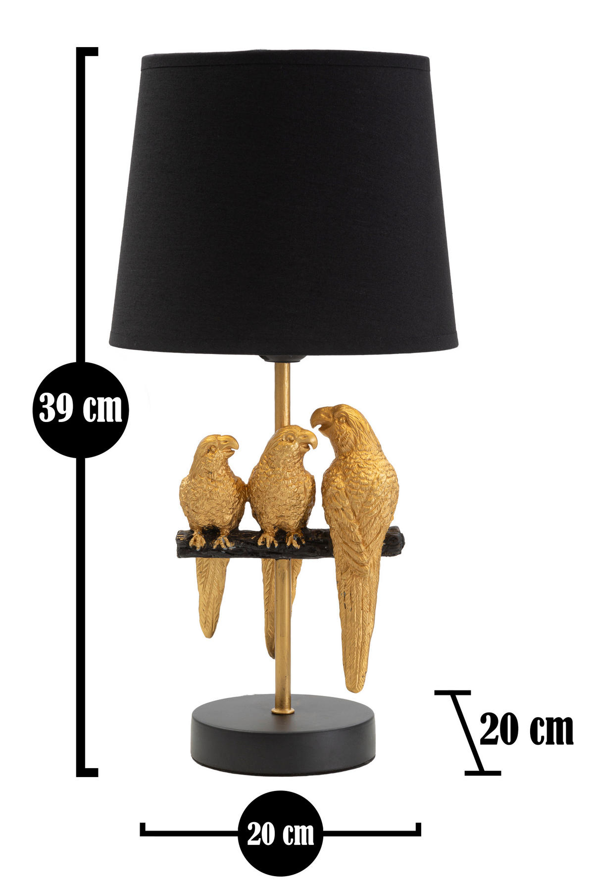 TISCHLEUCHTE 20/39 cm  - Goldfarben/Schwarz, Trend, Kunststoff/Textil (20/39cm) - Mauro Ferretti