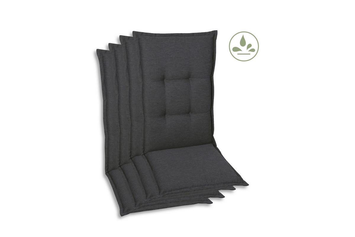 SESSELAUFLAGENSET in Anthrazit Uni  - Anthrazit, Basics, Textil (50/7/108cm)