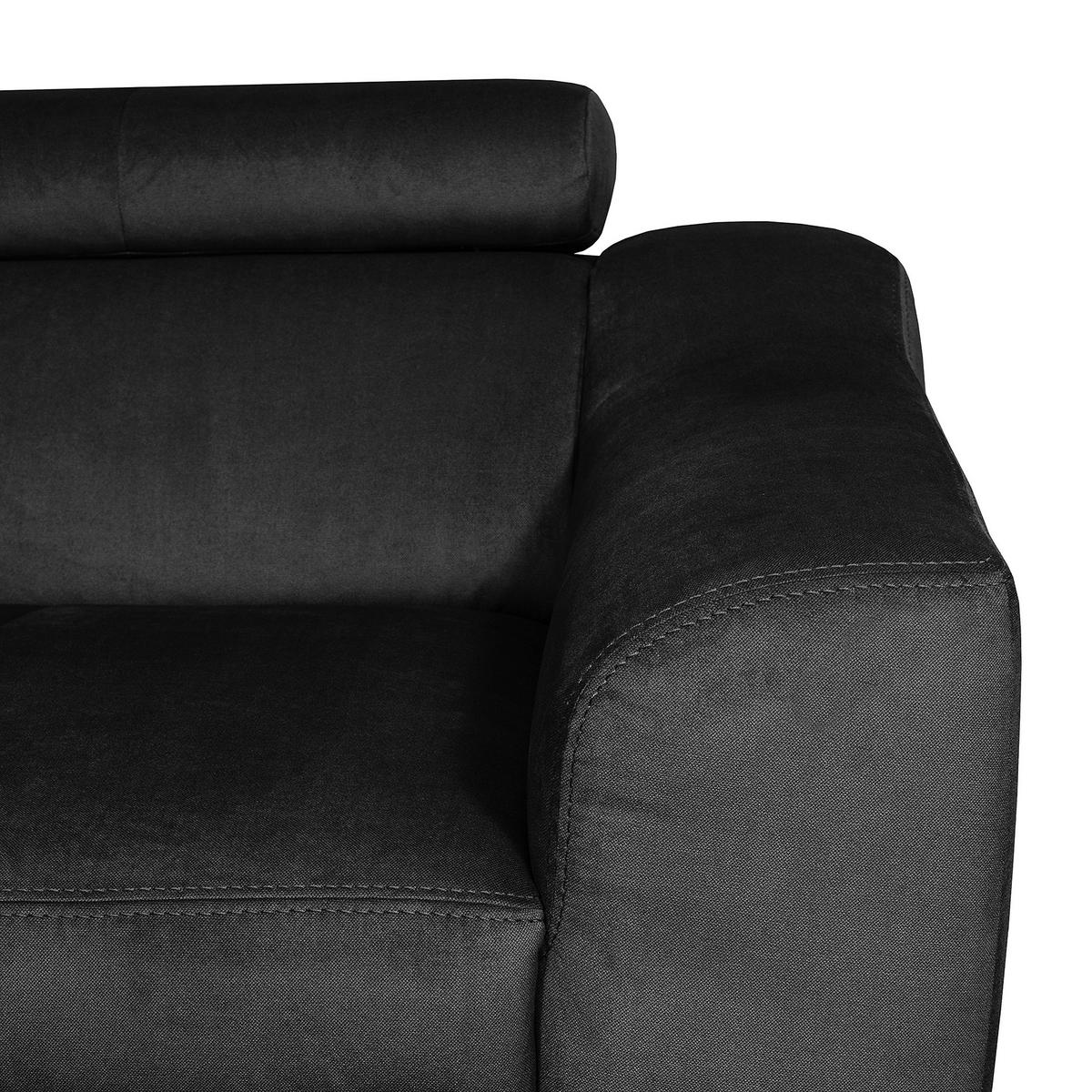 ECKSOFA in Webstoff Schwarz  - Buchefarben/Schwarz, Design, Holz/Textil (208/245cm) - Livetastic