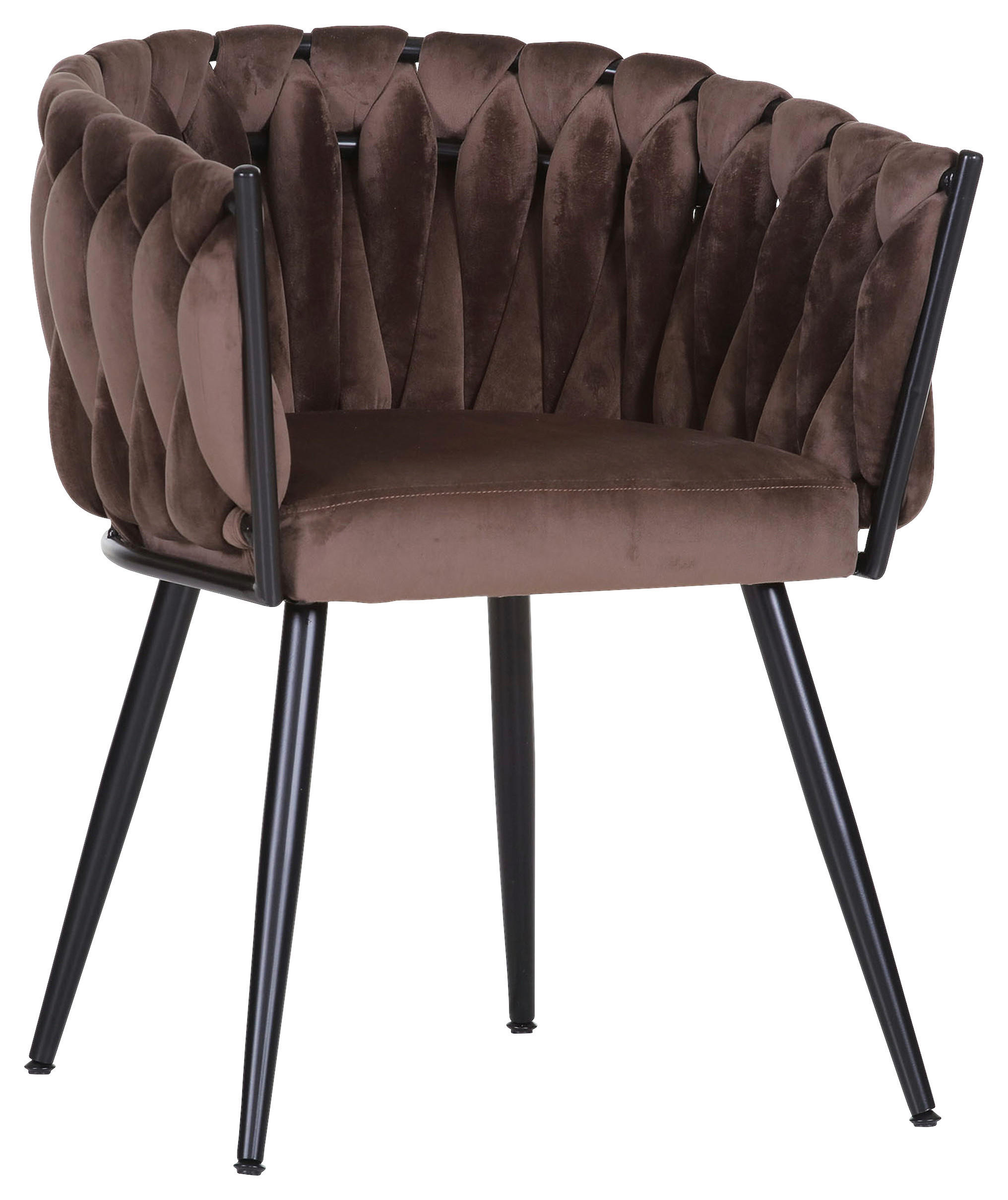 ARMLEHNSTUHL  in Samt  - Schwarz/Braun, LIFESTYLE, Textil/Metall (60/78/55cm) - Landscape