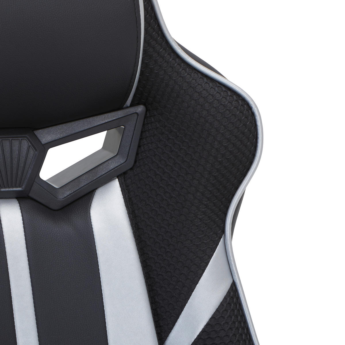 HERNÁ STOLIČKA, vzhľad kože, sieťovina, čierna, strieborná - čierna/strieborná, Konventionell, kov/textil (64/122/64cm) - MID.YOU