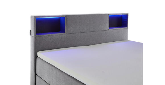 BOXSPRINGBETT 180/200 cm in Hellgrau - Hellgrau/Schwarz, Design, Holz/Textil (180/200cm) - Xora