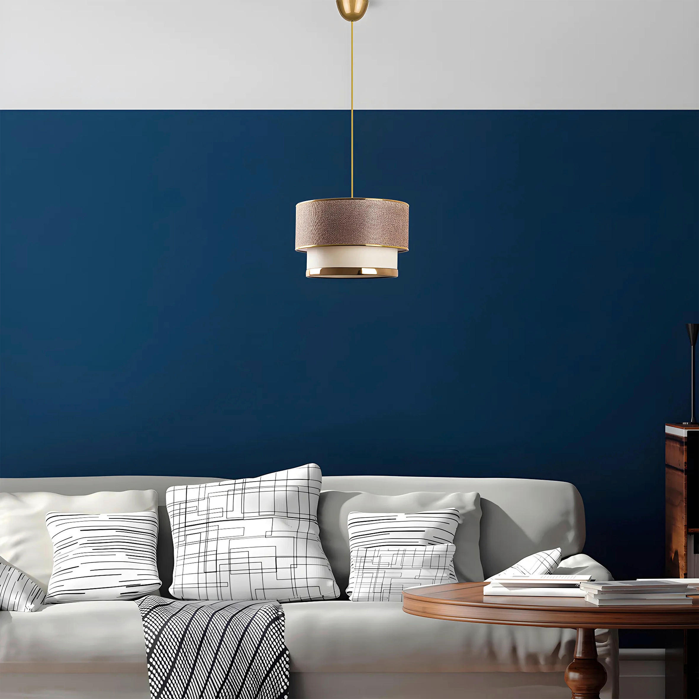 HÄNGELEUCHTE 30/65 cm   - Beige/Goldfarben, Design, Kunststoff/Textil (30/65cm) - P & B