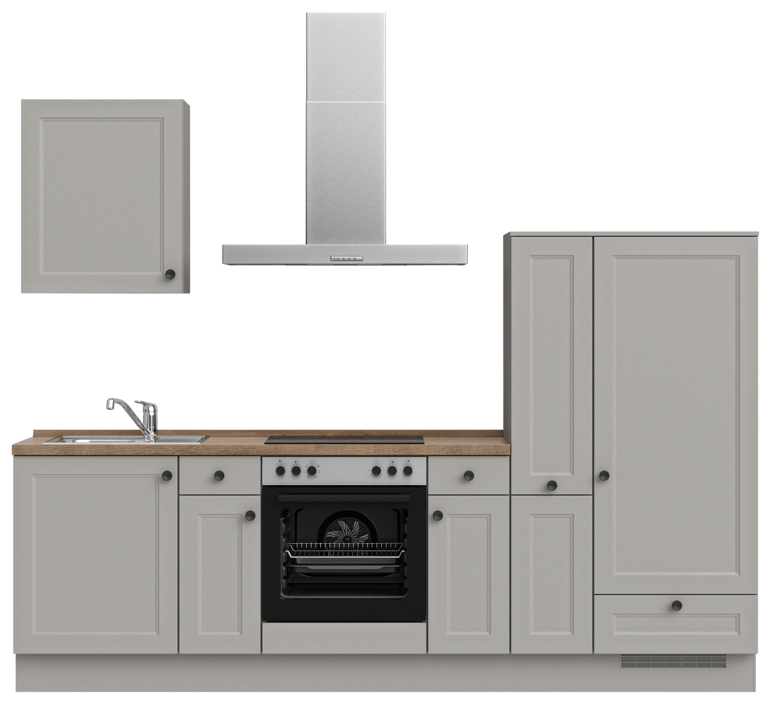 KÜCHENBLOCK 270 cm   in Grau, Eiche dunkel  - Eiche dunkel/Schwarz, MODERN, Holzwerkstoff/Metall (270cm) - Nobilia