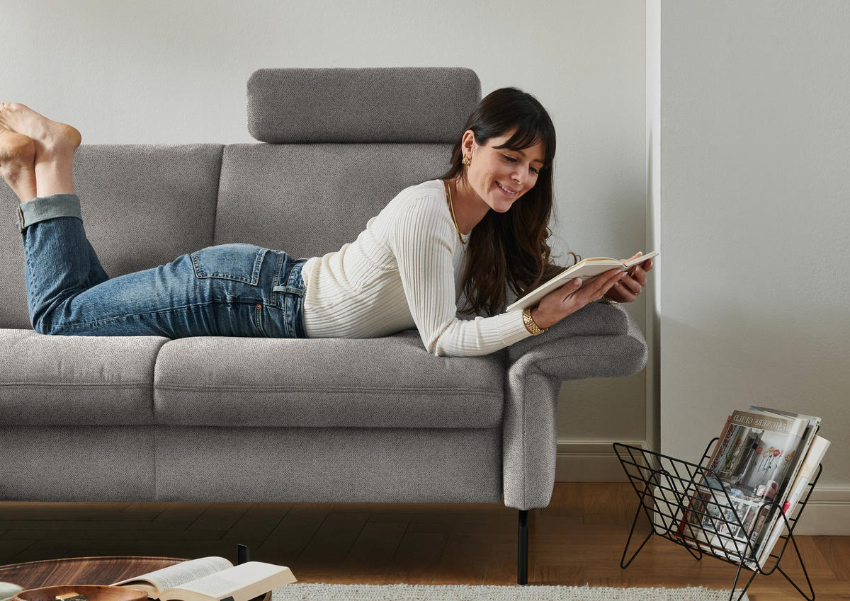 ECKSOFA in Flachgewebe Graubraun  190/241 cm  - Graubraun/Schwarz, KONVENTIONELL, Textil/Metall (190/241cm) - Beldomo Comfort