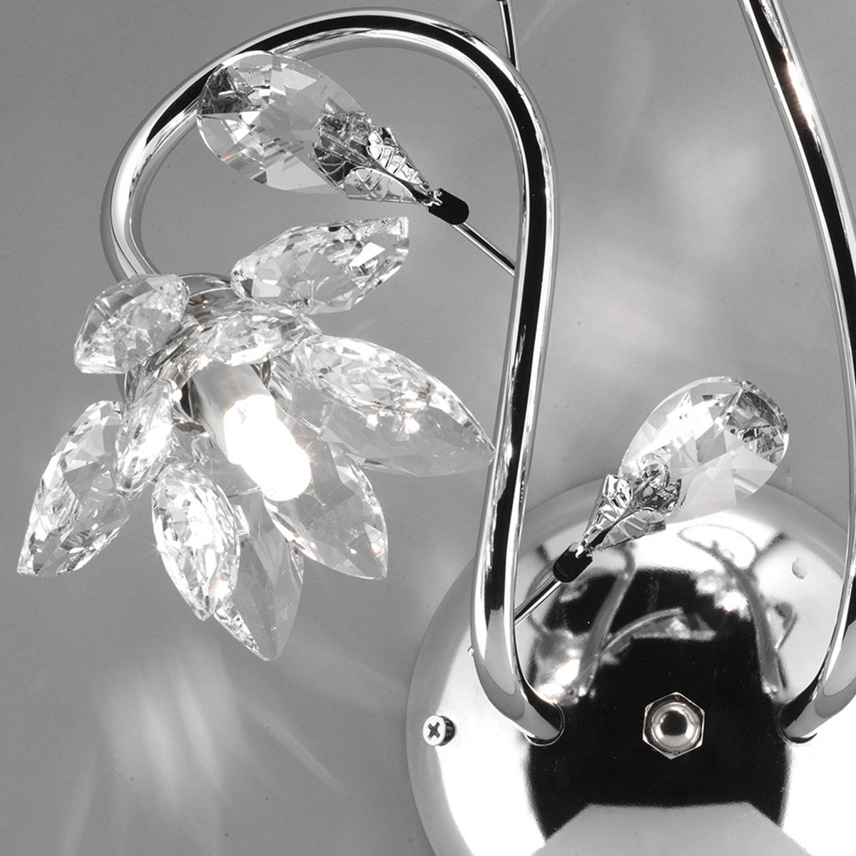 WANDLEUCHTE 25/35 cm   - Chromfarben, KONVENTIONELL, Glas/Metall (25/35cm)