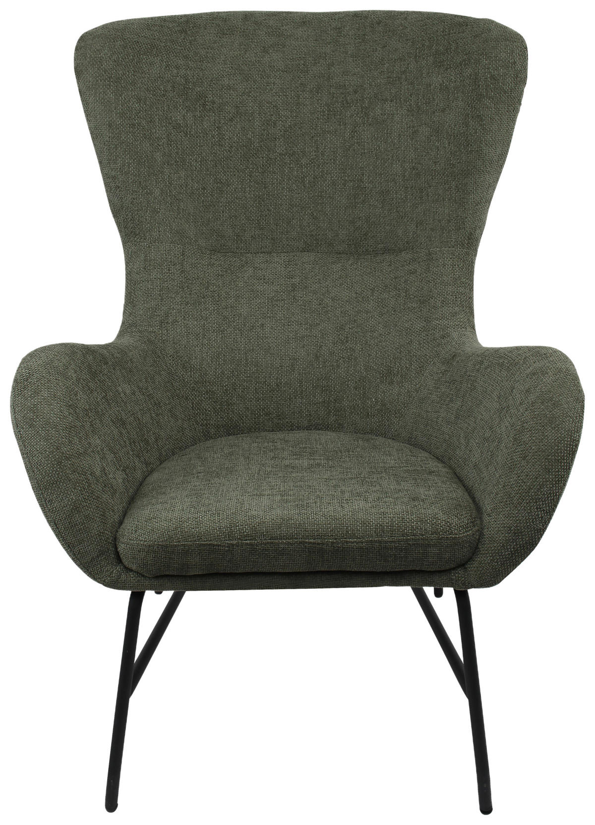 SESSEL in Bouclé Grün  - Schwarz/Grün, MODERN, Textil/Metall (77/106.5/84cm) - Livetastic