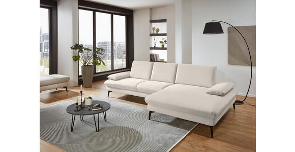 ECKSOFA in Chenille, Mikrofaser Creme 299/157 cm - Creme/Schwarz, Design, Textil/Metall (299/157cm) - Dieter Knoll