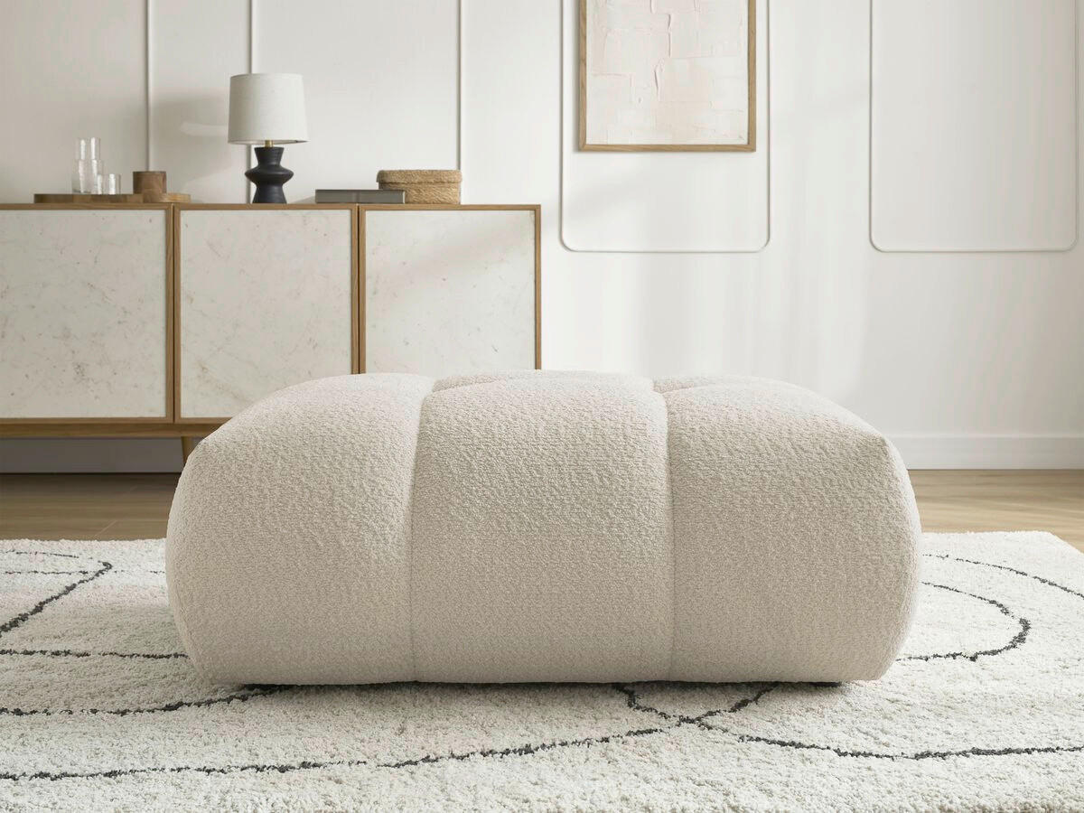 HOCKER FUJI  Bouclé Beige  - Beige/Schwarz, MODERN, Kunststoff/Textil (112/44/80cm)