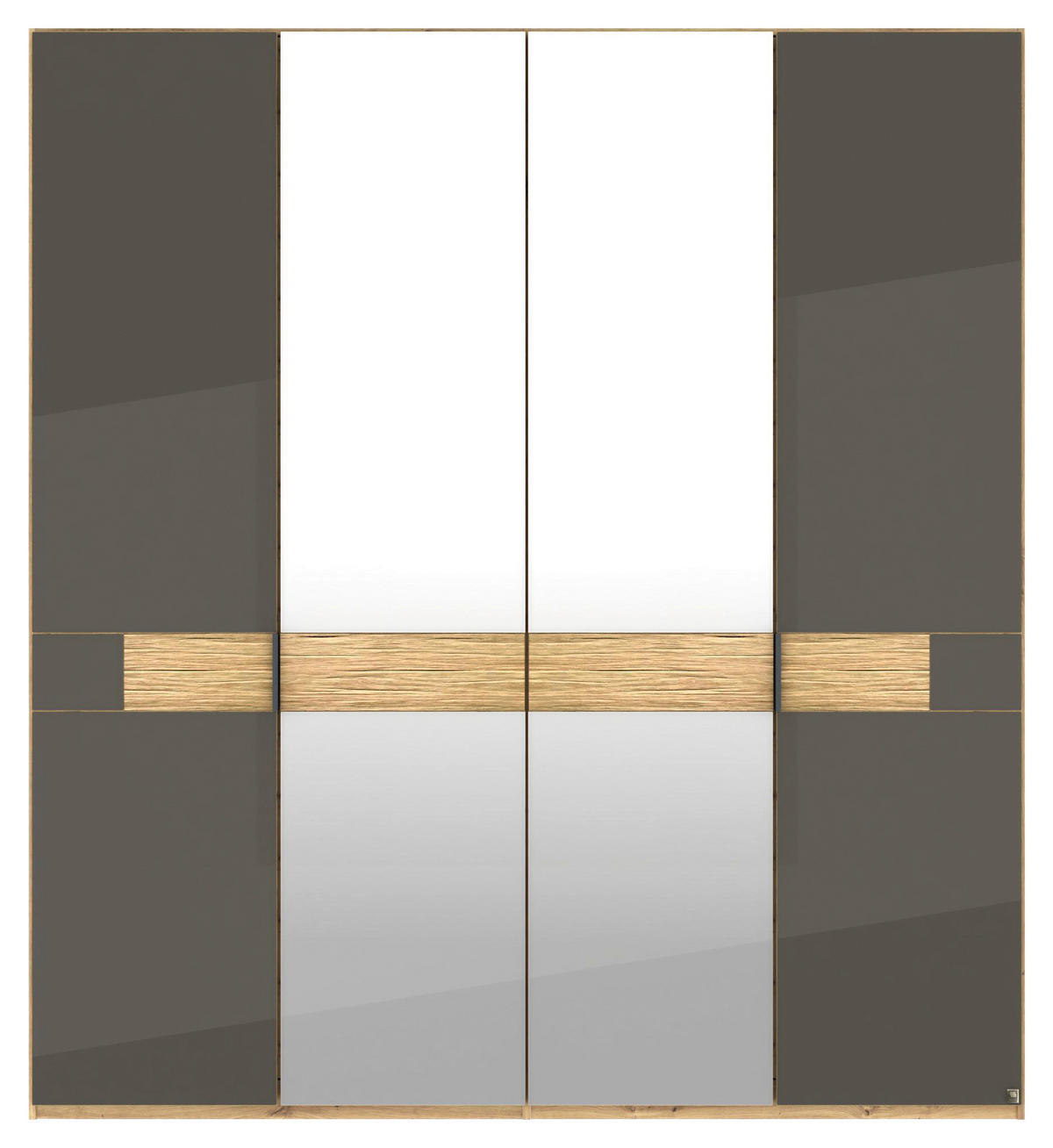DREHTÜRENSCHRANK 200/216/58 cm,  in Braun, Eichefarben, 4 Tür(en)  - Schieferfarben/Eichefarben, Design, Glas/Holz (200/216/58cm) - Musterring