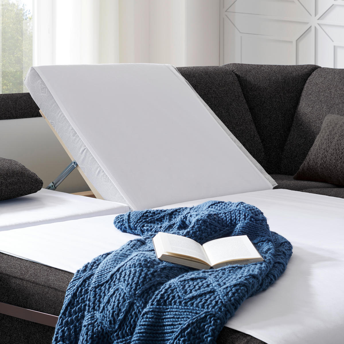 WOHNLANDSCHAFT in Chenille Dunkelbraun  - Dunkelbraun/Alufarben, KONVENTIONELL, Kunststoff/Textil (236/322/158cm) - Sedda