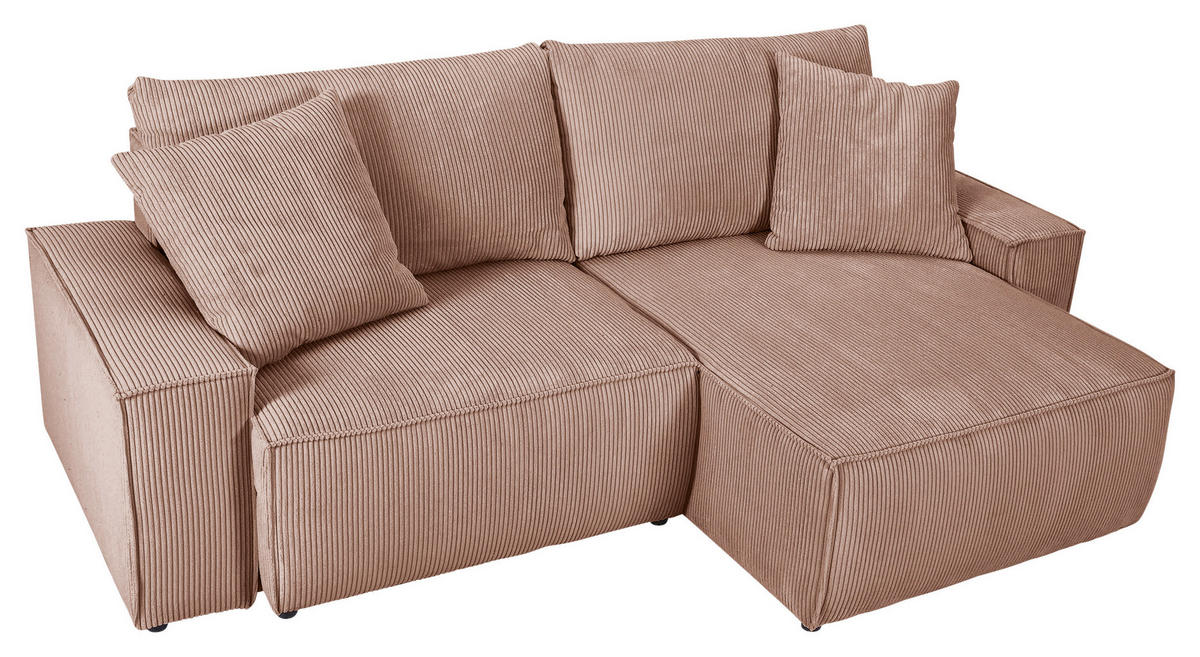 HÖRNSOFFA i manchester rosa  - svart/rosa, Klassisk, textil/plast (250/153cm) - MID.YOU