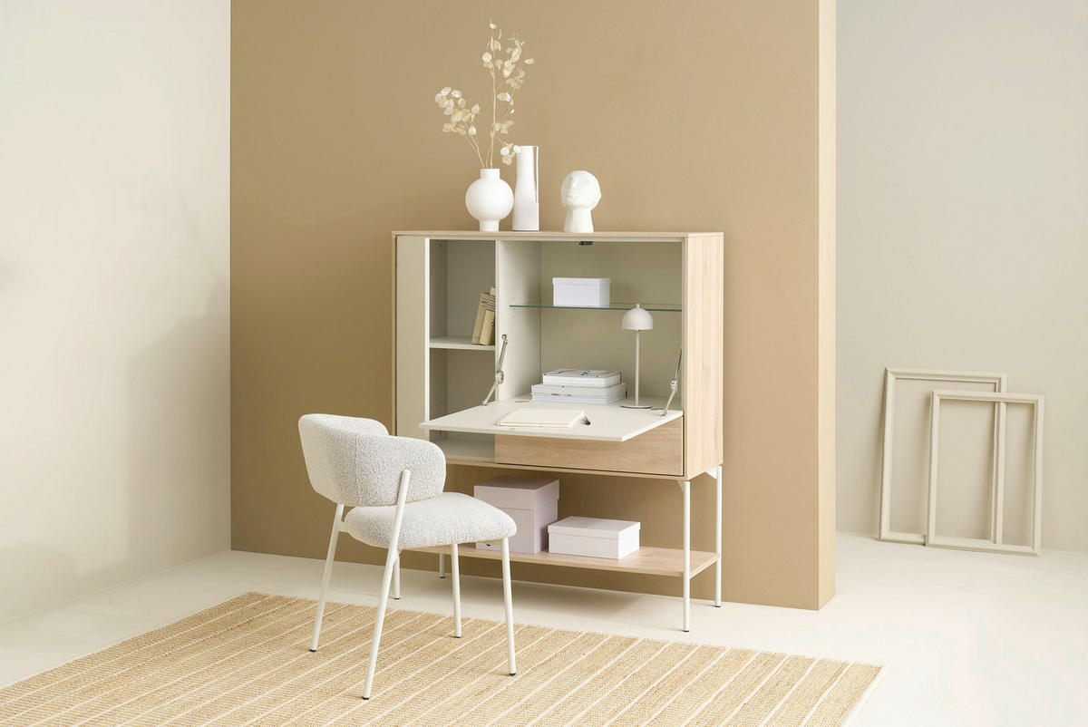 SIDEBOARD LABOE 114/135/41 cm 1 Schublade(n)  - Eiche Bianco/Seidengrau, MODERN, Glas/Holzwerkstoff (114/135/41cm) - Schöner Wohnen