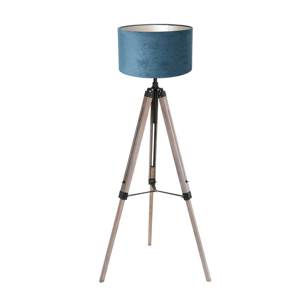 STEHLEUCHTE - Blau/Eiche grau, Trend, Naturmaterialien/Holz (75/170/75cm)
