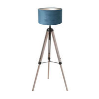 STEHLEUCHTE - Blau/Eiche grau, Trend, Naturmaterialien/Holz (75/170/75cm)