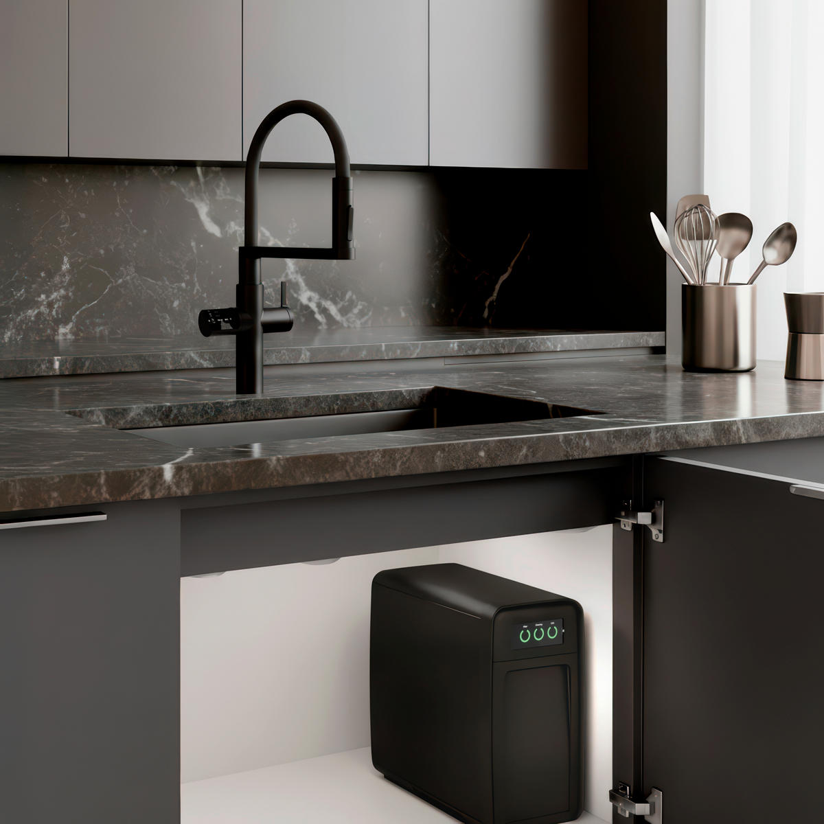 KÜCHENARMATUR  - Schwarz, Basics, Kunststoff/Metall (20/43,9/51,60cm)