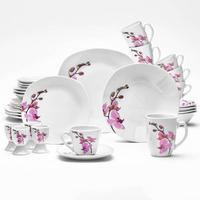 KOMBISERVICE Kyoto 32-teilig  - Weiss/Magenta, Konventionell, Keramik - Van Well