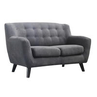 2-SITZER-SOFA Mikrofaser Schwarz, Dunkelgrau  - Dunkelgrau/Schwarz, MODERN, Holz/Textil (134/82/80,5cm) - MID.YOU