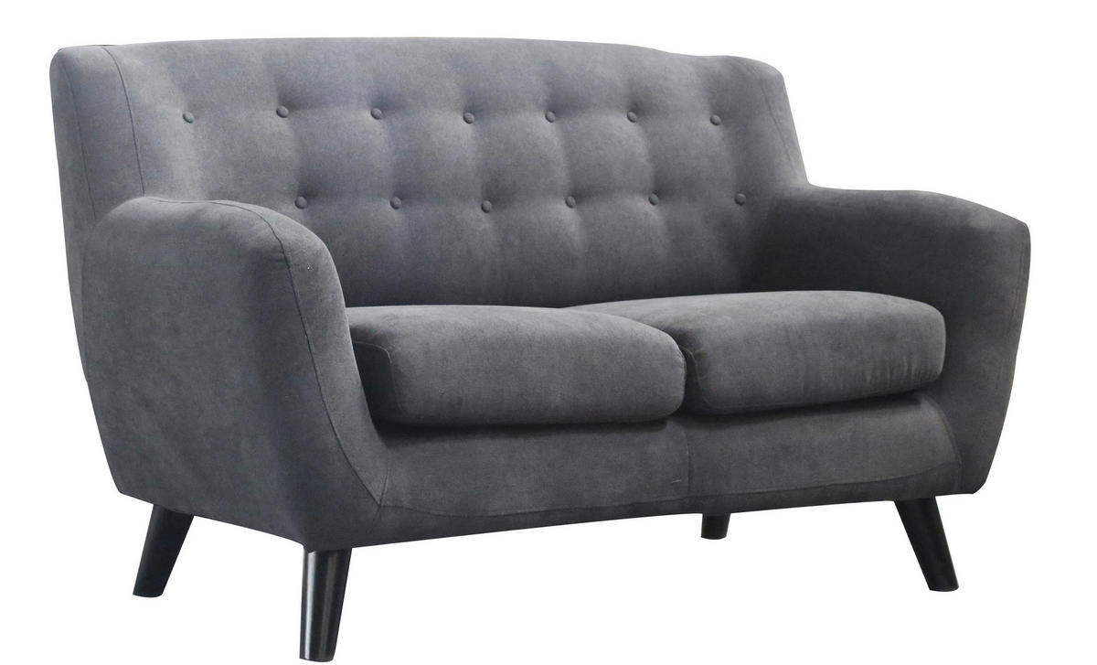 2-SITZER-SOFA Mikrofaser Schwarz, Dunkelgrau  - Dunkelgrau/Schwarz, MODERN, Holz/Textil (134/82/80,5cm) - MID.YOU
