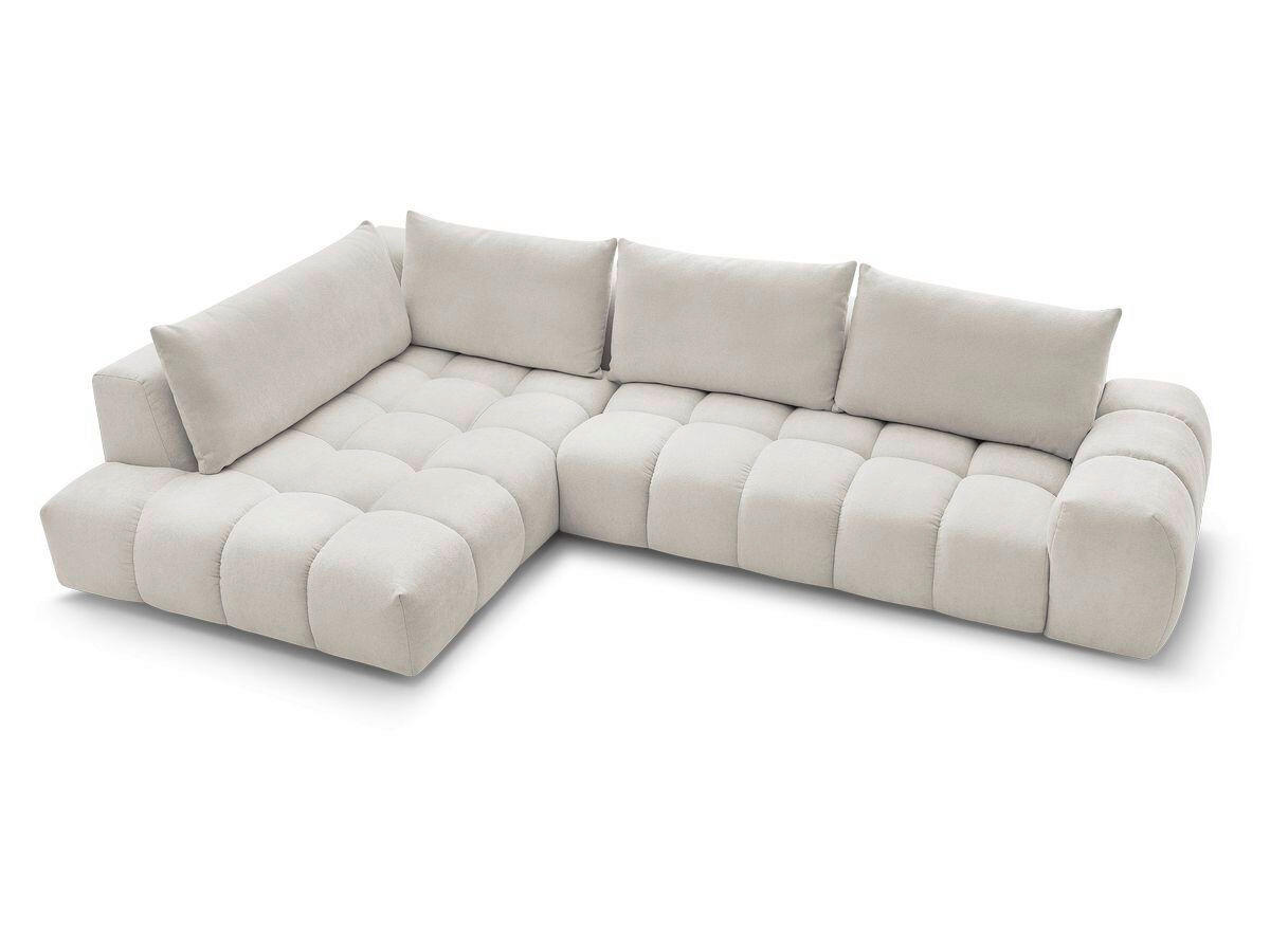 ECKSOFA Ottomane links  EVEREST Beige Struktur  - Beige/Schwarz, MODERN, Kunststoff/Textil (210/352cm)