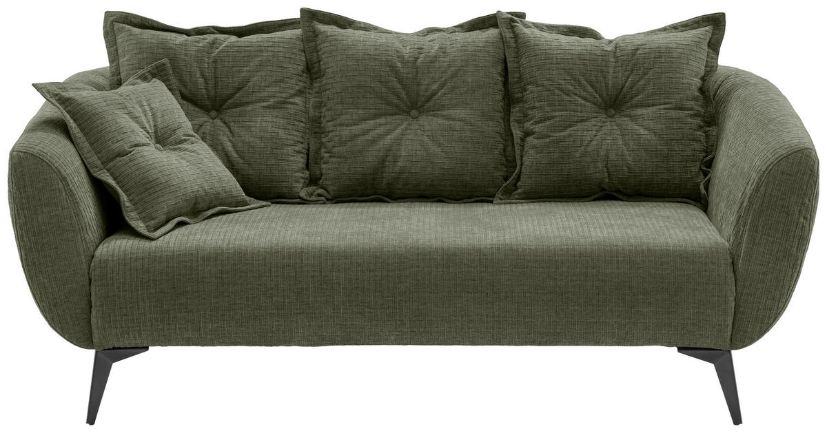 2,5-SITZER Mikrofaser Olivgrün  - Schwarz/Olivgrün, MODERN, Textil/Metall (196/94/103cm) - Livetastic