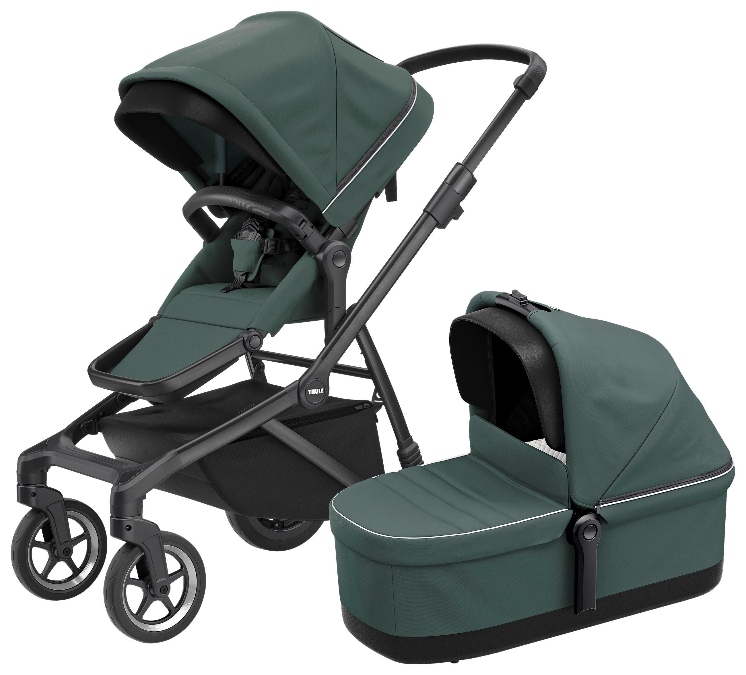 KINDERWAGENSET  Sleek  Mallard Green  - Schwarz/Grün, Trend, Textil/Metall (61/85/109cm) - Thule
