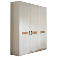 DREHTÜRENSCHRANK 150/216/58 cm,  in Weiß, Eiche Bianco, 3-türig  - Eiche Bianco/Schwarz, LIFESTYLE, Holzwerkstoff (150/216/58cm) - Landscape