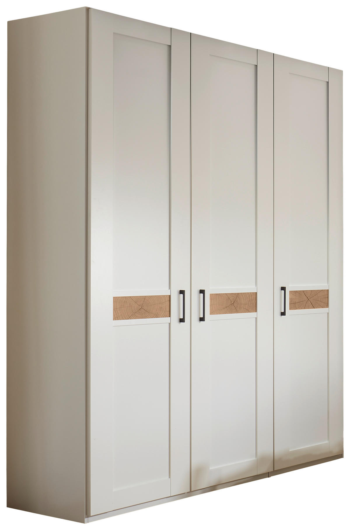 DREHTÜRENSCHRANK 150/216/58 cm,  in Weiß, Eiche Bianco, 3-türig  - Eiche Bianco/Schwarz, LIFESTYLE, Holzwerkstoff (150/216/58cm) - Landscape