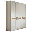 DREHTÜRENSCHRANK 150/216/58 cm,  in Weiß, Eiche Bianco, 3-türig  - Eiche Bianco/Schwarz, LIFESTYLE, Holzwerkstoff (150/216/58cm) - Landscape