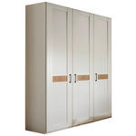 DREHTÜRENSCHRANK 150/216/58 cm,  in Weiß, Eiche Bianco, 3-türig  - Eiche Bianco/Schwarz, LIFESTYLE, Holzwerkstoff (150/216/58cm) - Landscape