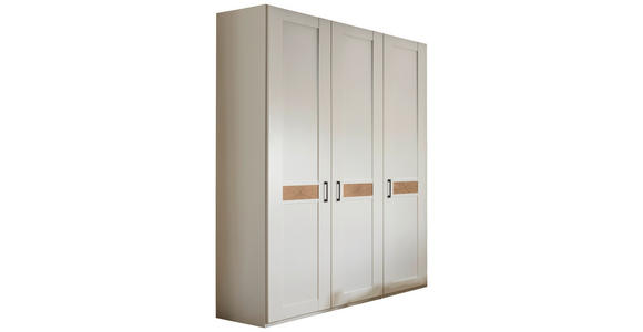 DREHTÜRENSCHRANK 150/216/58 cm,  in Weiß, Eiche Bianco, 3-türig  - Eiche Bianco/Schwarz, LIFESTYLE, Holzwerkstoff (150/216/58cm) - Landscape