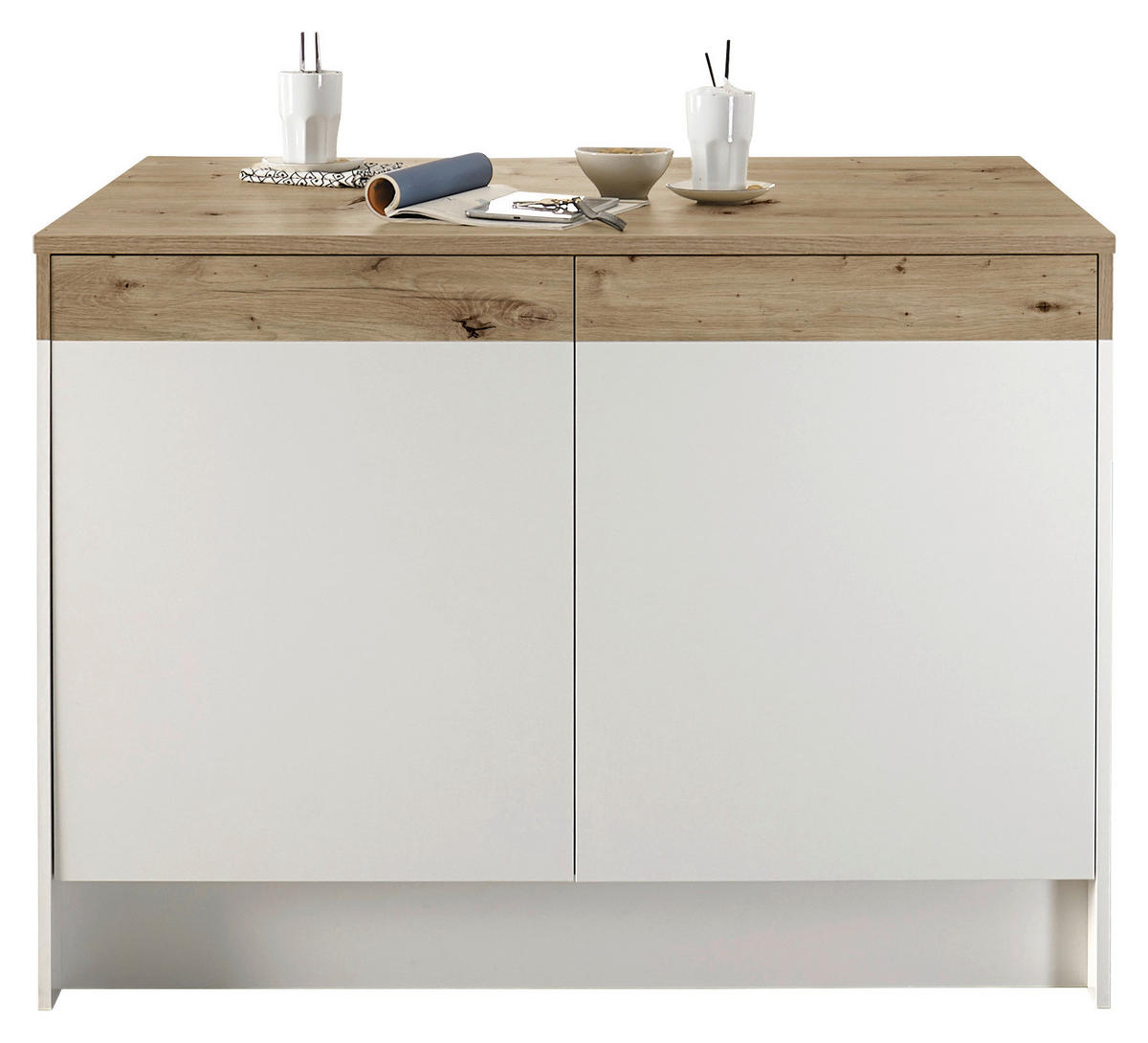 KÜCHENINSEL 123/90/90 cm  in Weiß, Eichefarben  - Eichefarben/Weiß, Basics, Holzwerkstoff (123/90/90cm) - Carryhome