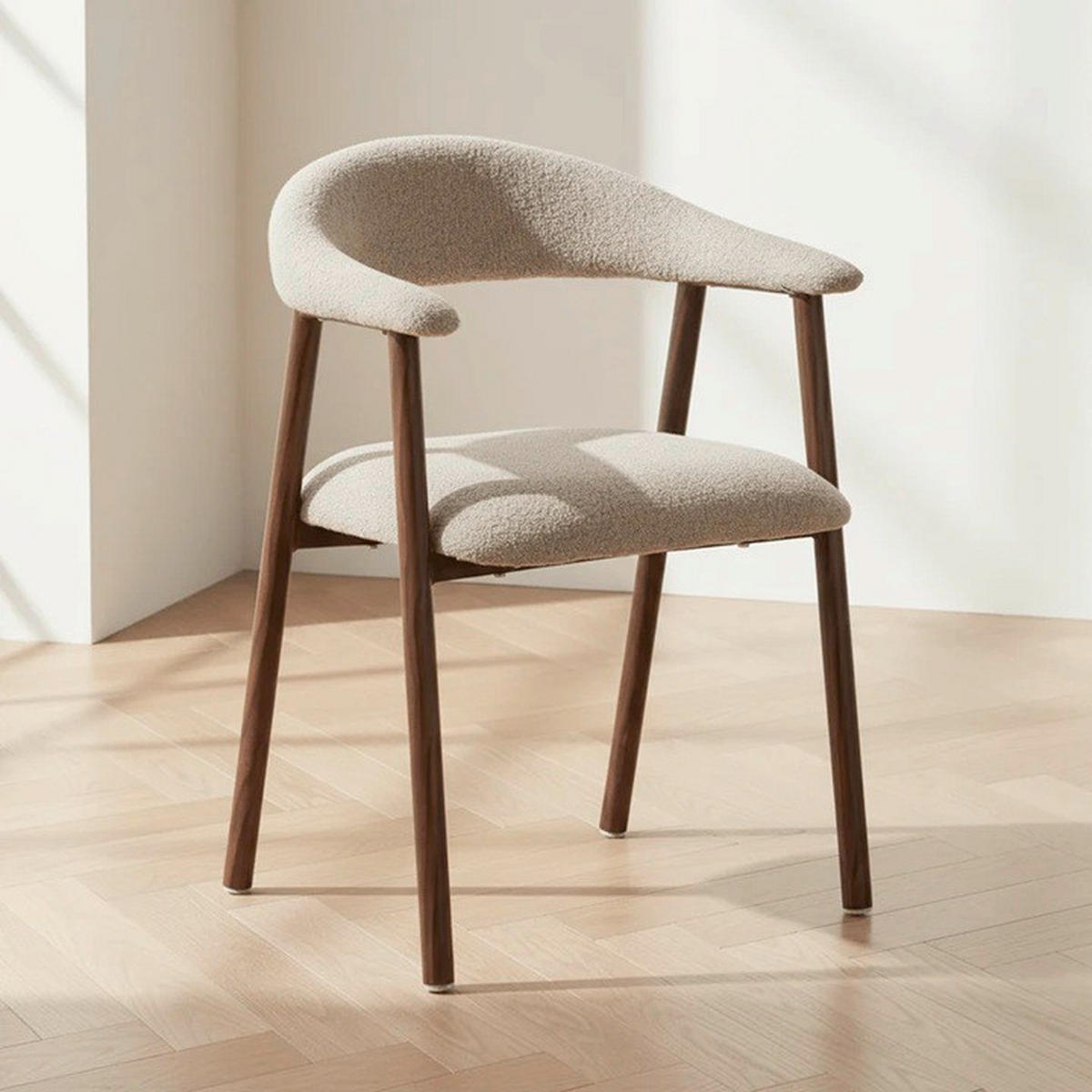 STUHL-SET 2 Stück  in Stahl Bouclé  - Sandfarben, MODERN, Textil/Metall (55/82/55cm) - Livetastic