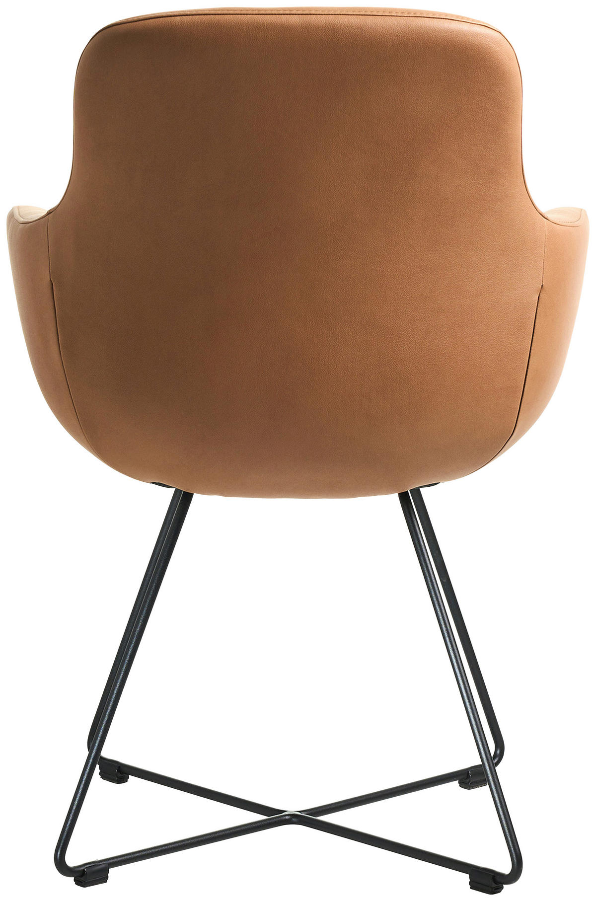 ARMLEHNSTUHL  in Edelstahl Lederlook (vegan)  - Cognac/Schwarz, Basics, Textil/Metall (62/89/61cm) - Celina Home