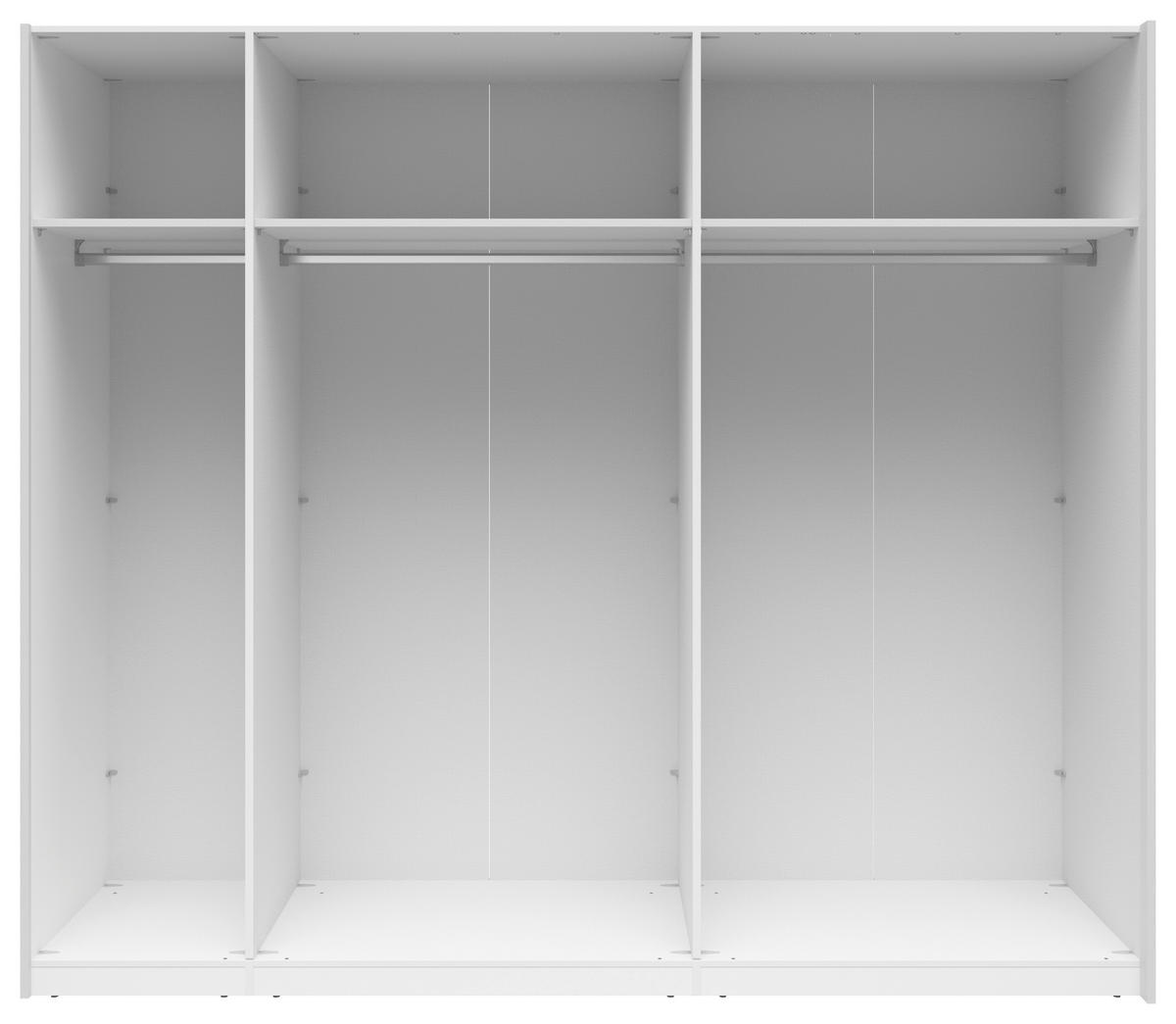 SCHWEBETÜRENSCHRANK 250/216/64 cm 2-türig Weiß  - Silberfarben/Weiß, Basics, Glas/Holzwerkstoff (250/216/64cm) - Boxxx