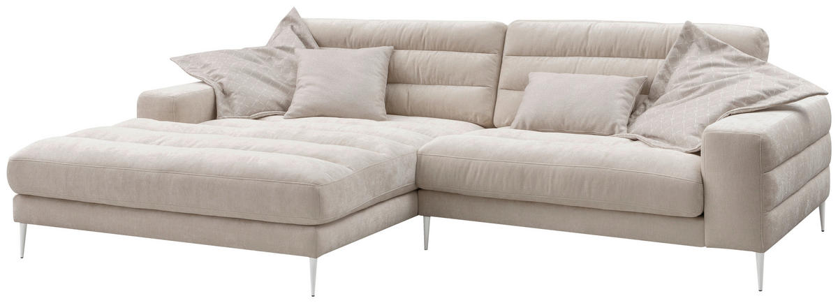 ECKSOFA  in Chenille Naturfarben  207/293 cm  - Naturfarben, Design, Textil/Metall (207/293cm) - Dieter Knoll