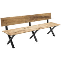 SITTBÄNK i trä, metall svart, ekfärgad  - svart/ekfärgad, Klassisk, metall/trä (300cm) - Welnova