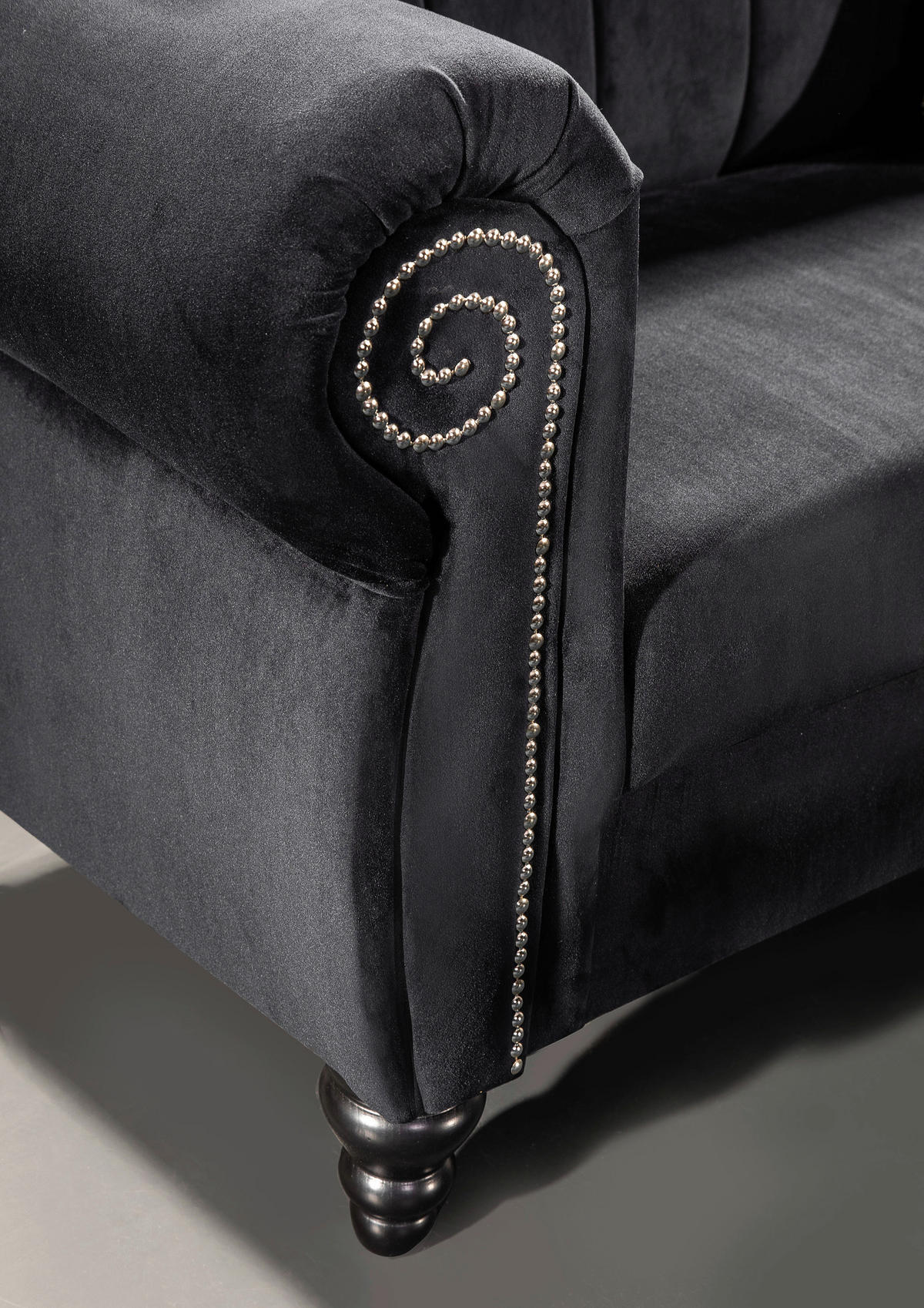 2-SITZER-SOFA in Chenille Schwarz  - Schwarz, Design, Holz/Textil (168/96/75cm) - Ambia Home