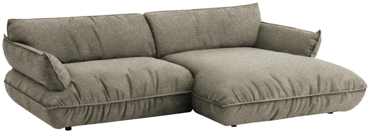 ECKSOFA Flachgewebe Naturfarben  - Schwarz/Naturfarben, Design, Kunststoff/Textil (264/185cm) - Belluti