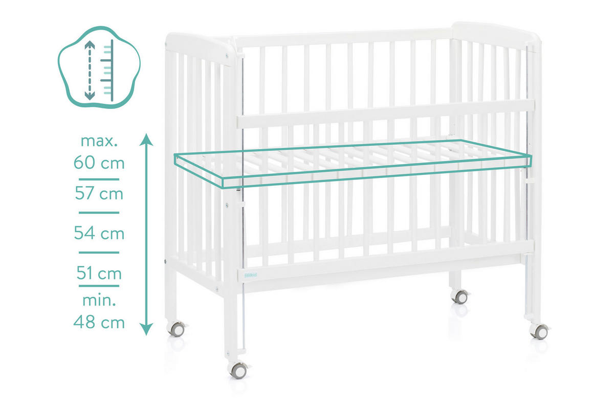 BEISTELLBETT Nino  - Weiß, Basics, Holz (94/69/85cm) - Fillikid