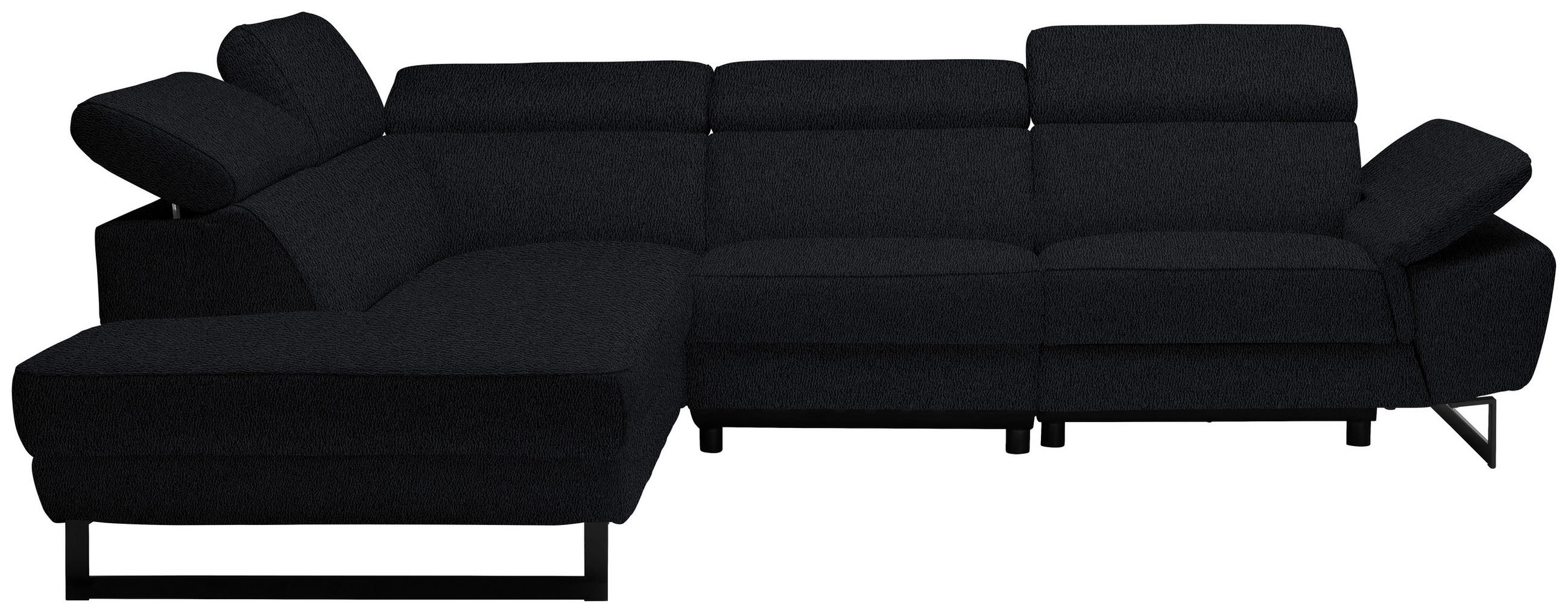 ECKSOFA Schwarz Echtleder  - Schwarz, Design, Leder/Metall (225/281cm) - Celina Home