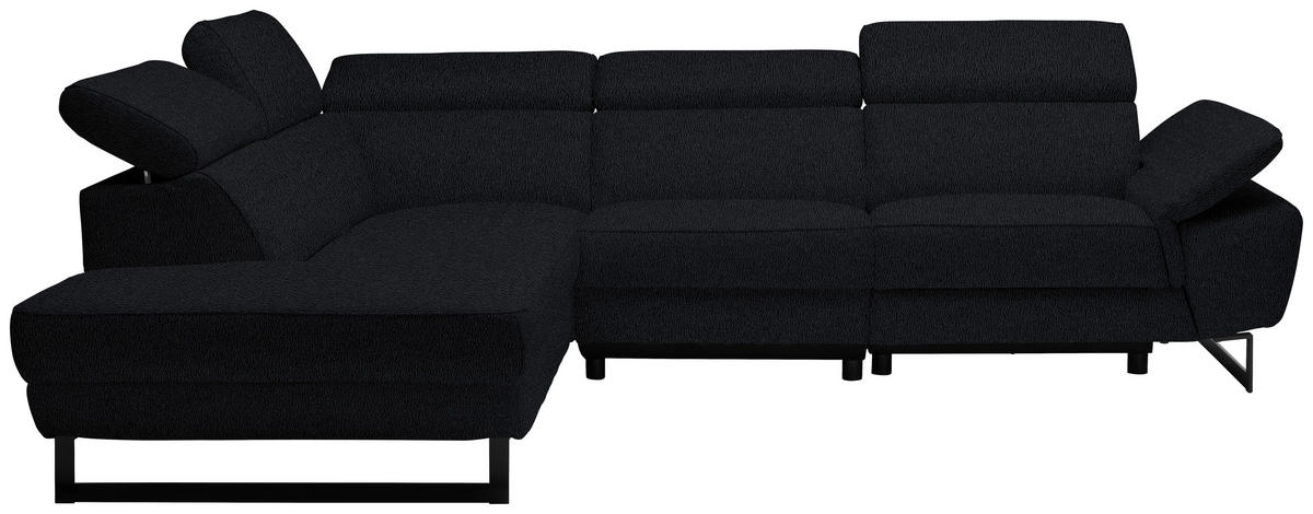 ECKSOFA in Echtleder Schwarz  225/281 cm  - Schwarz, Design, Leder/Metall (225/281cm) - Celina Home