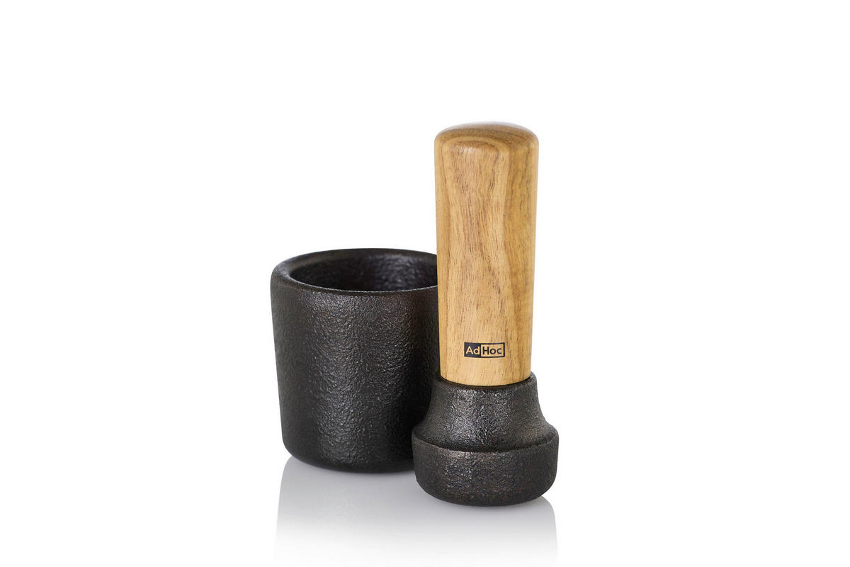 MÖRSERSET CAMO  - Schwarz/Akaziefarben, Design, Holz/Metall (6,2/6cm) - AdHoc