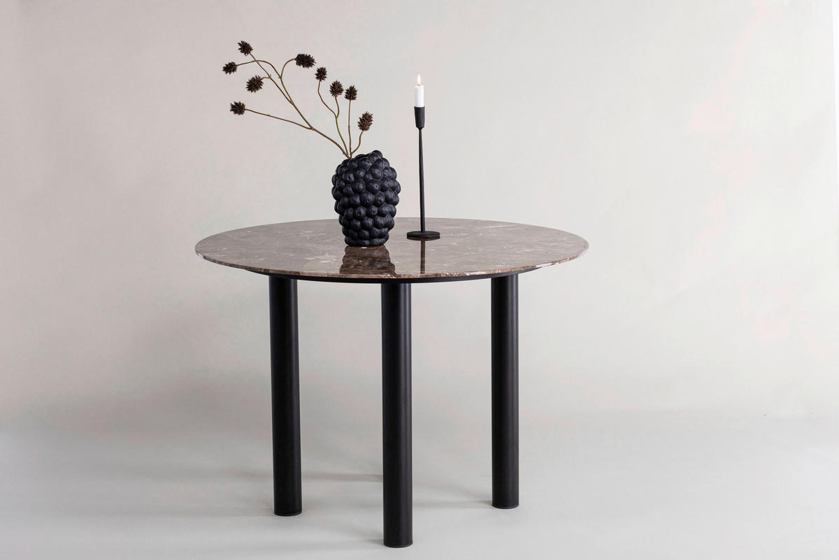 ESSTISCH furniert Schwarz, Dunkelbraun  - Dunkelbraun/Schwarz, Design, Holzwerkstoff/Metall (106/106/75cm) - Livetastic