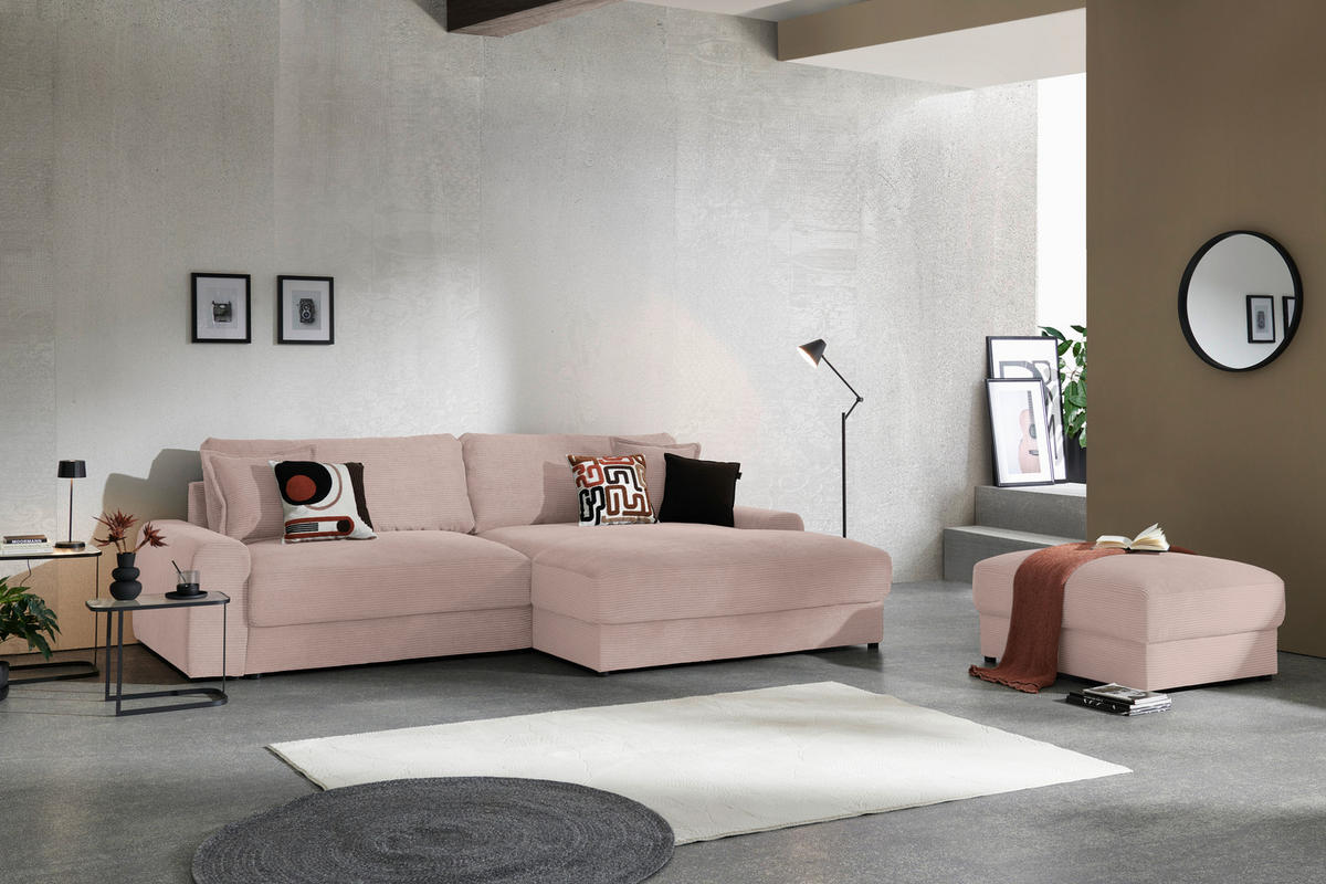 HOCKER in Textil Rosa  - Schwarz/Rosa, Modern, Kunststoff/Textil (100/47/80cm) - Carryhome