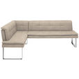 ECKBANK 174/253 cm Mikrofaser Chromfarben, Sandfarben Metall   - Sandfarben/Chromfarben, Design, Textil/Metall (174/253cm) - Novel