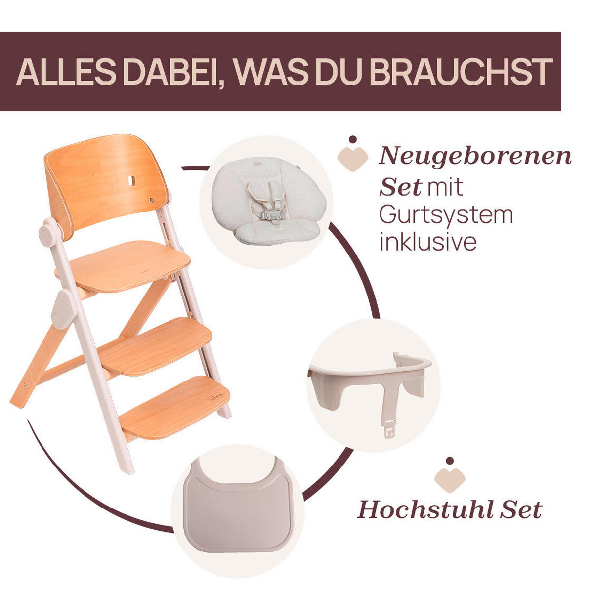 HOCHSTUHL Meraviglia Buchefarben, Hellgrau Fossil/Buche  - Buchefarben/Hellgrau, Basics, Holz/Kunststoff (44/63-83/55cm) - Chicco