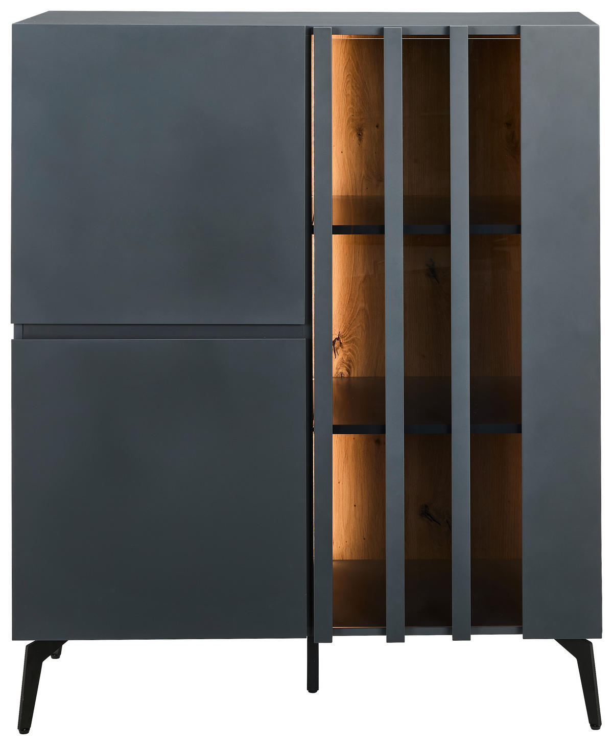 HIGHBOARD  in 96,3/117/41,5 cm  - Schwarz/Grau, Design, Glas/Holzwerkstoff (96,3/117/41,5cm) - Novel